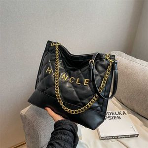 Outlet online Moda grande borsa a tracolla monospalla con catena a rombo per autunno e inverno da donna ad alta capacità