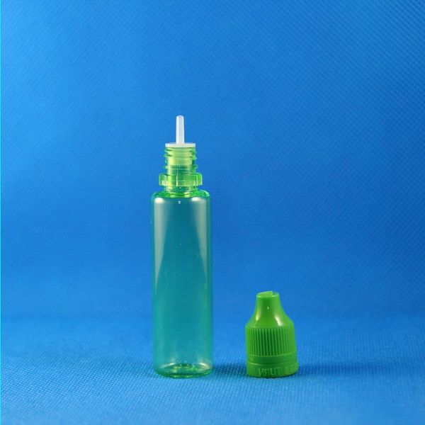 ¡Venta de liquidación! 100 Sets / Lot 25ml UNICORNIO VERDE PET Frascos cuentagotas de plástico Resistente a los niños A prueba de manipulaciones Punta larga y delgada e Vapor líquido 2 Qxgb