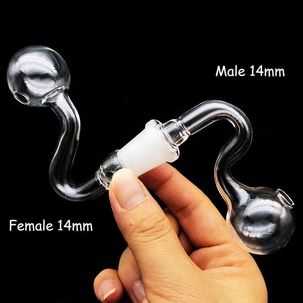 Venta al por mayor Accesorios para fumar Tubo de quemador de aceite de vidrio Pyrex 10 mm 14 mm 18 mm Juntas esmeriladas macho-hembra