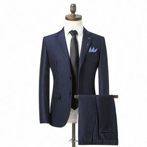 Opruiming Behandeling Blazer + Westerse Broek heren Fi Busin Gentleman Italiaanse stijl Boutique Bruiloft Hosting Pak 2-delig q6MT #