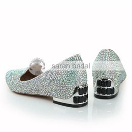 Clearbridal femmes Plat brillant perles chaussures de mariage bout pointu femmes robe de soirée de bal de mariage chaussures de mariée multicolore
