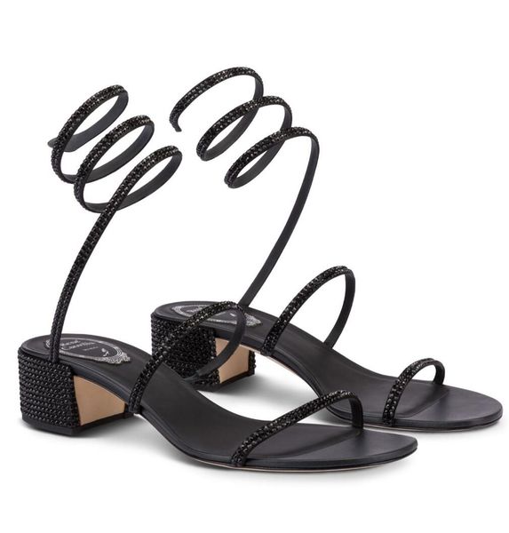 Cleo Mujer Sandalias ¡Zapatos de diseño de lujo! Renescaovillas Envolturas en espiral adornadas con cristales Sandalias de gladiador envueltas Boda de tacón bajo, Fiesta, Vestido, Noche