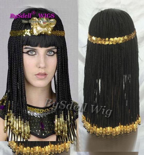 Cléopâtre coiffure tressée Wig Egypte Géographie reine Cosplay Wig The Great Egyptian Real Cleopatra Custom Synthetic Wig2393863
