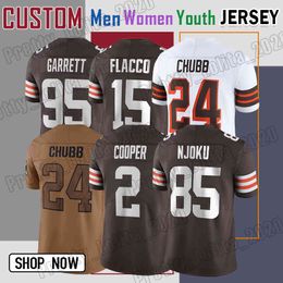 15 Joe Flacco 24 Nick Chubb voetbalshirt Myles Garrett David Njoku Amari Cooper Deshaun Watson Elijah Moore Jeremiah Owusu-Koramoah Clevelands Brown Denzel Ward