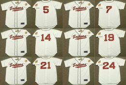 Cleveland 24 EARLY WYNN 14 LARRY DOBY 19 FELLER 7 AL ROSEN 5 LOU BOUDREAU 21 BOB LEMON 29 SATCHEL PAIGE Baseball Jersey Ed