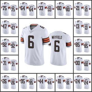 Cleveland''browns''men # 6 Baker Mayfield 13 Odell Beckham Jr 71 Jedrick Wills''''femmes Youth Custom White Vapor Limited Jersey