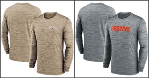 Cleveland''Browns''Men Heather Grey Sideline Team Velocity Performance T-shirt à manches longues