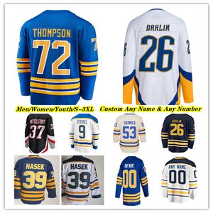 Rasmus Dahlin Buffalo Hockey Jersey Tage Thompson Alex Tuch Jeff Skinner Victor Olofsson Casey Mitelstadt Kyle Okposo JJ Peterka Dylan Cozens Connor Clifton Power