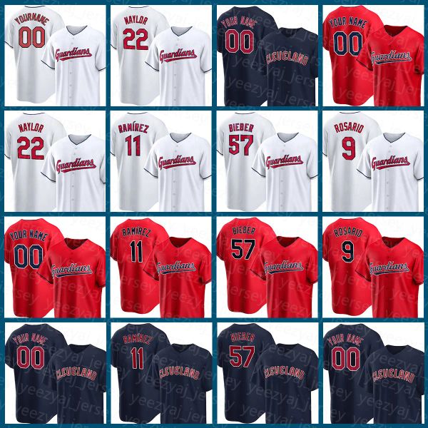 Cleveland''Indians''Baseball Jerseys Man11 Ramirez 0 Gimenez 57 Shane Bieber Myles Straw Steven Kwan Cal Quantrill Emmanuel Clase Triston McKenzie Mike