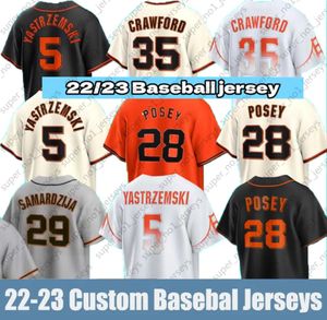 35 maillots Brandon Crawford 5 Mike Yastrzemski Buster Posey Alex Cobb Alex Wood Joc Pederson Wilmer Flores LaMonte Wade Jr. Maillot de baseball personnalisé Madison Bumgarner