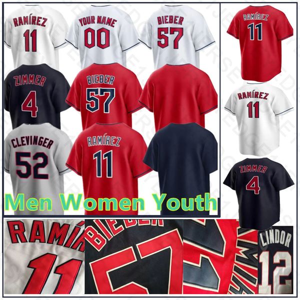 Cleveland Jose Ramirez 2023 Maillot de baseball Indiens Roberto Perez Shane Bieber Franmil Reyes Oscar Mercado Bobby Bradley Amed Rosario Cousu personnalisé Hommes Femmes