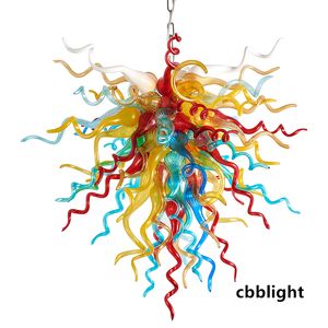 Slim ontwerp hanger lampen multicolor spoelige gemonteerde hand geblazen glas kroonluchter led verlichting borosilicaat murano stijl glas kroonluchters plafond decor lr1418