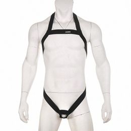 Clever-menmode Mâle Lingerie Halter Harn Évider Hommes Élastique Sangle De Poitrine Body Muscle Arnes Hombre Pénis O Ring Costume S59L #