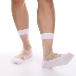 Intelligent-menmode homme maillage transparent cache-tubes talons talon renforcé les bas de fétiche d'orteil sexy chaussettes transparentes