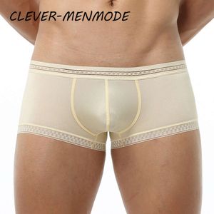 Mannen S Sexy Boxers Holle Kanten Ondergoed Koele Zomer Ijs Zijde Slipje Ardennen Pouch U Bolle Onderbroek Hombre