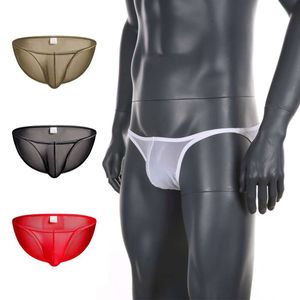 Slip Sexy pour hommes, sous-vêtements transparents en maille, Bikini Transparent, respirant, poche bombée Ultra fine, Hombre