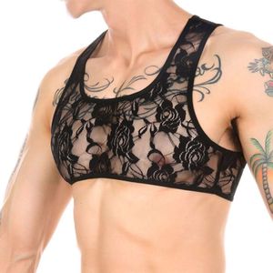 Hombres S Sexy Sheer Porn Bra Lace Transparente Crop Top Transpirable Sexo Erótico Traje Sissy Miin Bikini