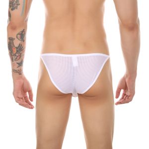 Menmode intelligent Mini Briefes Men Sexy Underwear Mesh transport Gagné G String Penis Pouch ultra mince sous-pant Bikini Hombre Slips