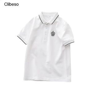 Clibeso Boys Polo Shirt Kids Kort Mouw Katoen T -shirts met borduurwerk Kinderen Zomer Outerwear Tops School Sportkleding 240326