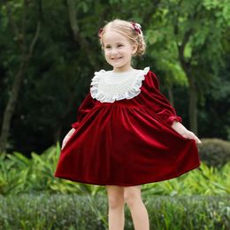 Clibeso robe de fête de noël pour filles Vintage velours perles robes enfants fille luxueux vêtements d'hiver enfants 2024 240126