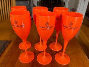 Clicquot Set van zes diep ORANJE acryl champagnefluitglas nieuwe set