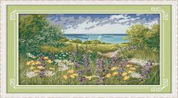 Cliffside Path Seaside landschap Home Decor Painting Handmade Cross Stitch Borduurwerk Nasiswerksets geteld afdrukken op canvas DMC 15776376