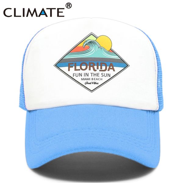 CLIMAT Florida Trucker Cap Hat Miami Seaside Beach Mesh Vacation Sandbeach Sea Wave Surfing pour hommes femmes jeunesse 220513