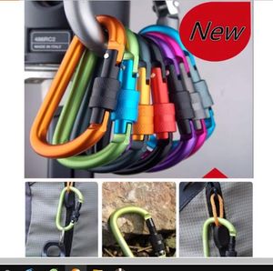 Climbing 8cm Locking Type D Quickdraw Carabiner Buckle Hanging Aluminum Nut Backpack Buckle Keychain Hook