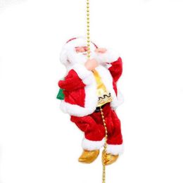 Klimmen Kralen Santa Claus Muziek Elektrische Doll Klim Touw Xmas Kids Geschenken Decoraties Kerst Adornos Para Arbol de Navidad