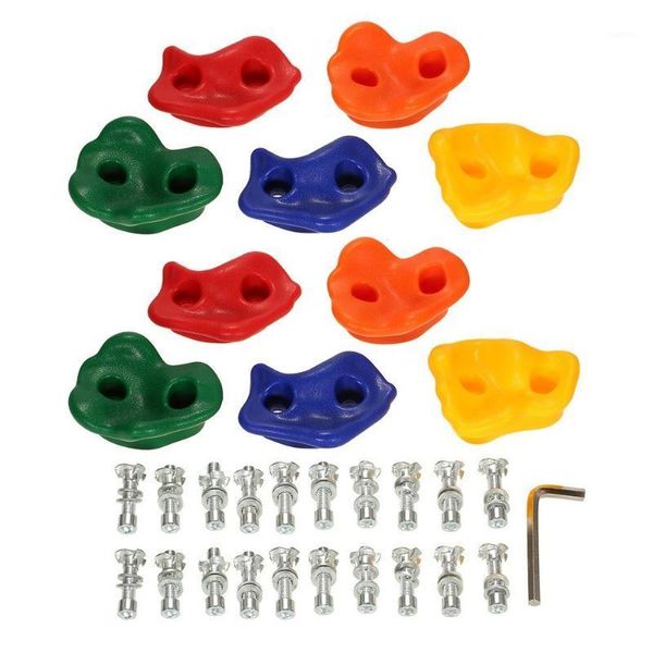 Cordones de escalada Eslingas y correas Paquete de 10 Rock Holds Wall Stones Kit Set Backyard Kids Toys con tornillos de hardware de montaje1