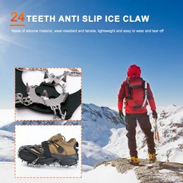 Harnais d'escalade 1 paire de crampons à glace antidérapants 24 dents crampons d'alpinisme légers avec sac de transport crampons à glace pour chaussures/bottes/talons/baskets 231021