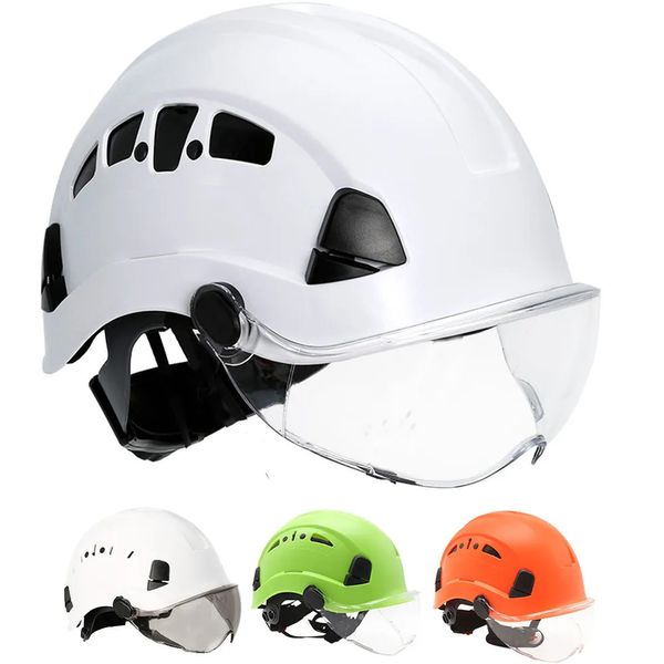 Cascos de escalada Casco de construcción con visera Casco de seguridad con gafas Gorra protectora de rescate de trabajo Casco de equitación Cascos de escalada de rescate 231205