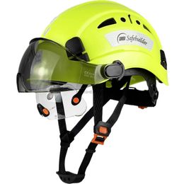 Casques d'escalade Casque de sécurité de construction avec visière Lunettes intégrées pour l'ingénierie ABS Hard Hat ANSI Industrial Work Cap Men Head Protection