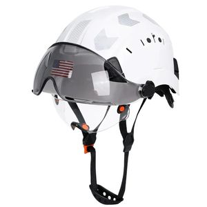 Climbing Helmets Construction Safety Helmet with Visor Built In Goggles Reflective Stickers ABS Hard Hat ANSI Industrial Work CE Engineer Cap 231213