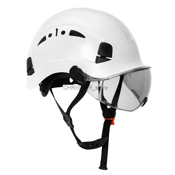 Casques d'escalade Casque de sécurité de construction avec visière de lunettes de haute qualité ABS casque léger ANSI Protection de la tête de travail industriel CR08