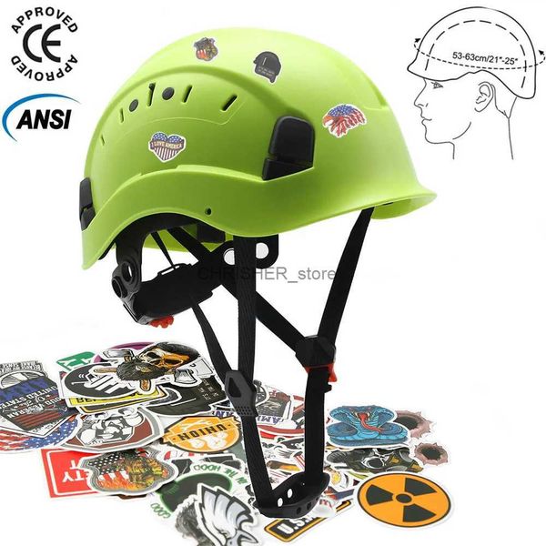 Cascos de escalada Casco de seguridad con 50 pegatinas ABS Construcción Casco Gafas Escalada Montar Cascos protectores Trabajo Gorra