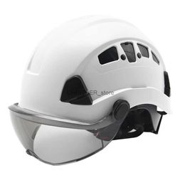 Casques d'escalade Casque de sécurité avec lunettes ABS Construction Work CAP Casque de protection pour l'escalade équitation casque de travail en plein air blanc