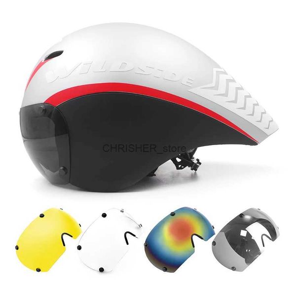 Casques d'escalade TT casque de cyclisme lunettes de lentille Triathlon Tri Aero casque de vélo de route contre la montre casque de vélo hommes Casco Ciclismo accessoires