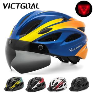 Casques d'escalade VICTGOAL casque de vélo pour hommes feu arrière lunettes magnétiques UV400 lentille pare-soleil cyclisme vtt Scooter électrique vélo sécurité 231109