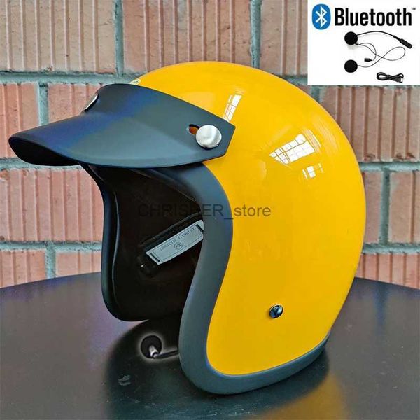 Casques d'escalade Vintage 3/4 visage ouvert TT COCASCOS casque Jet Scooter demi fibre de verre Bluetooth moto Capacete petite coque casque de moto