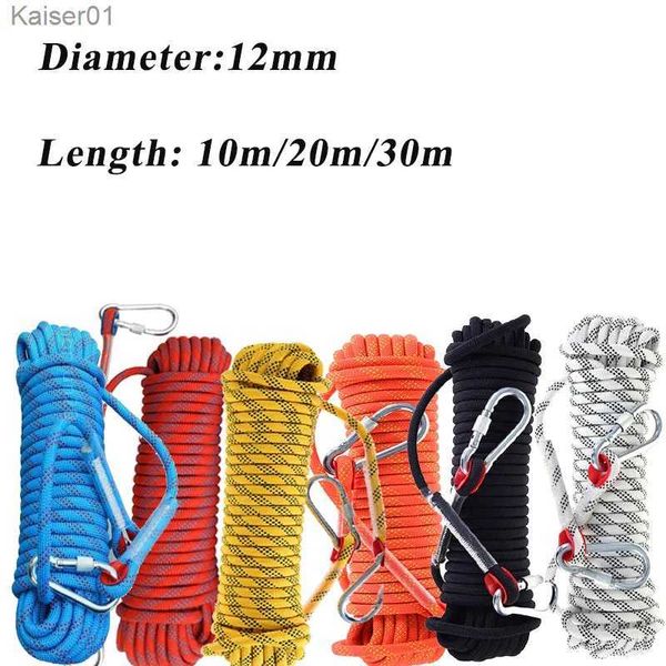 Ropes d'escalade 12 mm 10/20 / 30 m Rope d'escalade de sécurité haute résistance + 2 corde de sauvetage de feu corde de durée de vie extérieure survivance Tooll2403