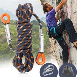 Cordes d'escalade 1 PC 8 mm d'épaisseur arbre escalade sécurité élingue corde rappel équipement de corde pour le sport de plein air noir et orange 5 mètres 231124