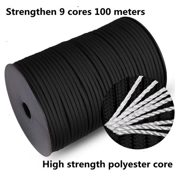 Cordes d'escalade 50 m 100 m bobine Pack 9 support Core Paracord pour survie Parachute corde lanière Camping escalade Camping corde randonnée corde à linge 231101