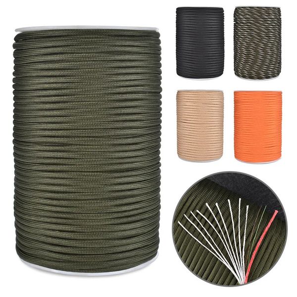 Kletterseile 550 Militär 12 Strang Paracord mit Angeln Metall Feuerseil 100M 330 FT Outdoor Camping Survival Tool Fallschirmschnur 231012