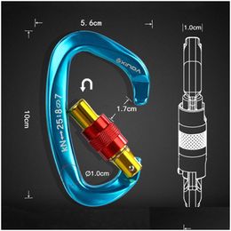 Klimmende touwen 5 stcs 25Kn Carabiner Professional Mountaineer Lock D vorm Aviation Aluminium veiligheidsclip bergbeklimmingsapparatuur 230801 Dhig6