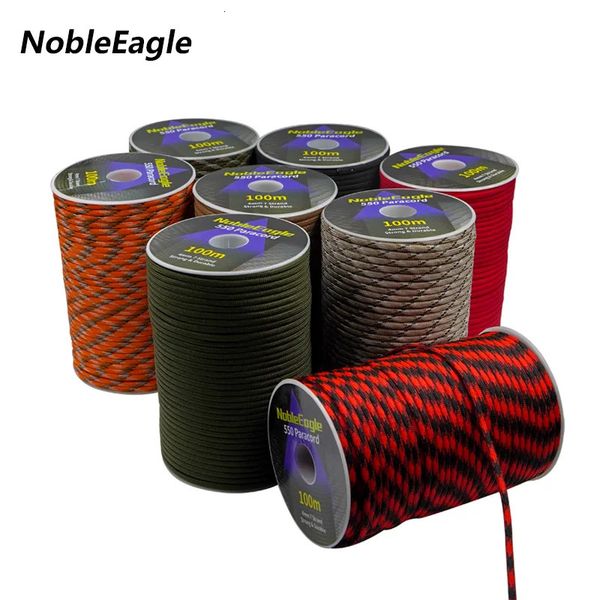 Cordes d'escalade Corde paracorde militaire 550, 84 couleurs, 100M, 50M, 7 brins, 4mm, cordon de Parachute, équipement de survie pour Camping en plein air, bracelet à bricoler soi-même, ligne de tente 231202