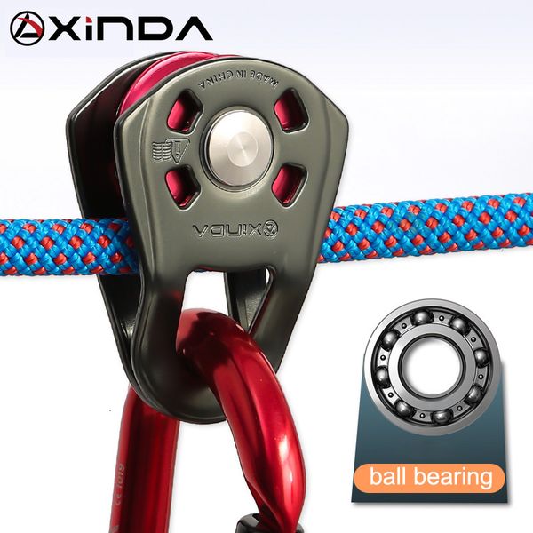 Cordes d'escalade XINDA Professional Petite poulie simple Gear Roulement à billes Alpinisme Rock Zipline Traverseresolution Chariot poulie 230801