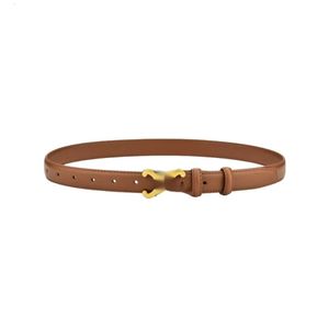 Cline Belt Ceinture de luxe en cuir véritable pour femme avec double boucle en cuir de vache - Style simple et polyvalent - Ceinture décorative pour pantalon de costume