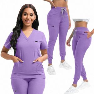 Clinique infirmière vêtements de travail unisexe gommage ensemble uniforme médical beauté Sal costume chirurgical dentaire Phcy médecin salopette vêtements de travail C7yJ #