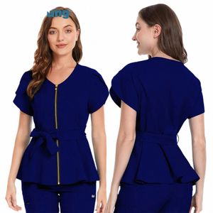 Hauts de gommage de clinique pour femmes, chemise de Style coréen pour salle d'opération, uniforme médical, accessoires d'allaitement à manches courtes, haut d'infirmière y736 #